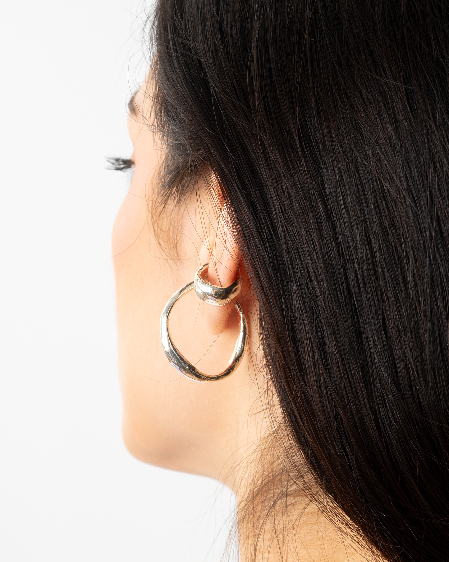 NASILIA διπλό ear cuff με κρίκο από ασήμι