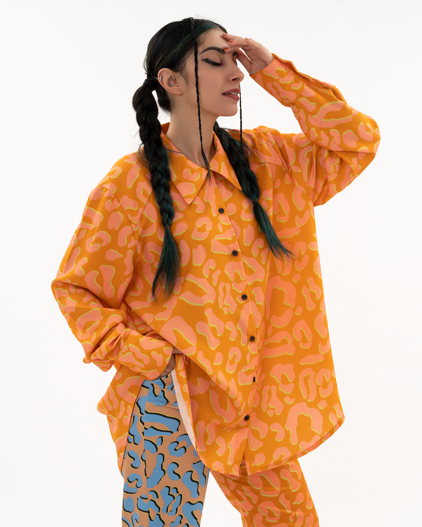 KLELIA ANDRALI oversized πουκάμισο με λεοπάρ print