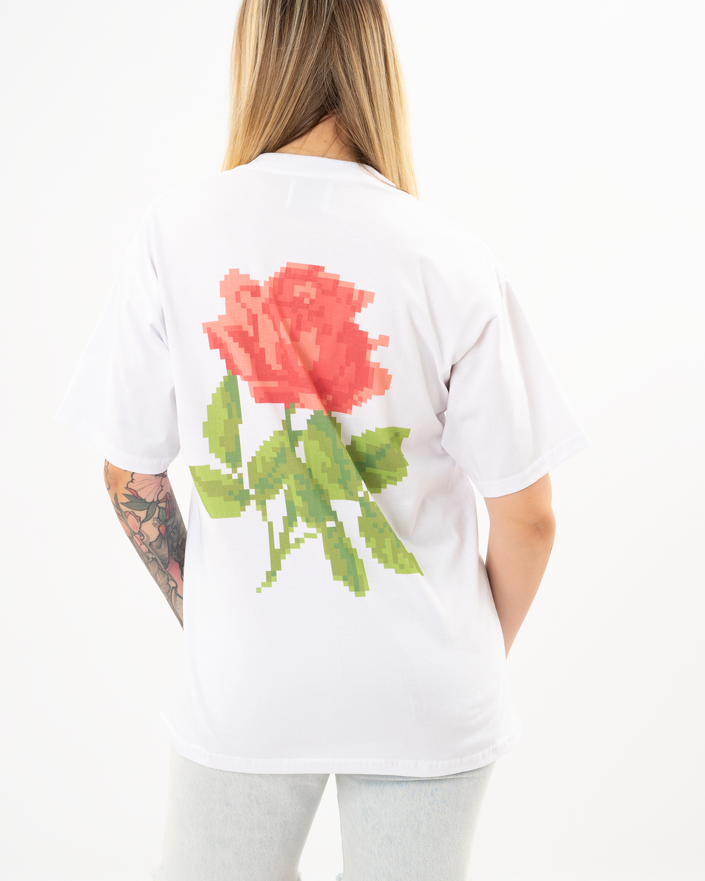 HARDCLO λευκό κοντομάνικο t-shirt Τριαντάφυλλο