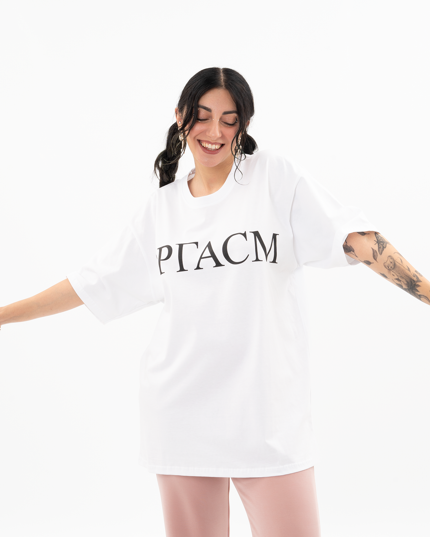 HARDCLO λευκό oversized Orgasm t-shirt