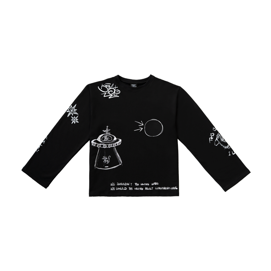 Doodle black long-sleeve shirt | SOCIAL OUTKAST