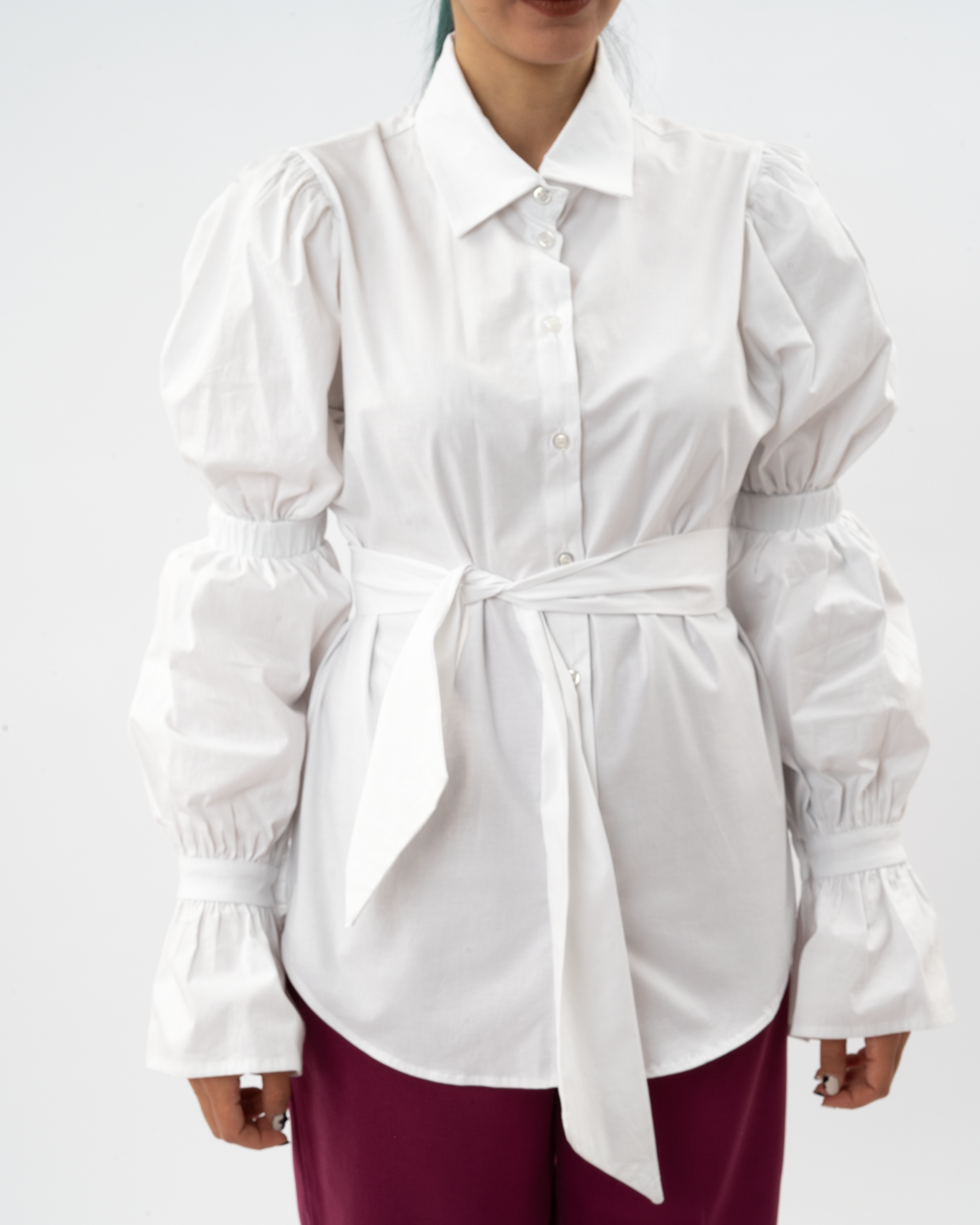 DEAR VIOLET πουκάμισο λευκό με σούρες και ζώνη