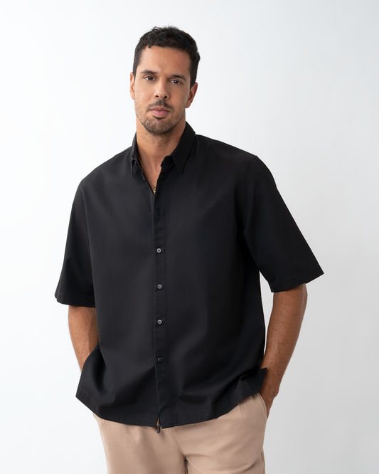 4TAILORS πουκάμισο oversized σε μαύρο