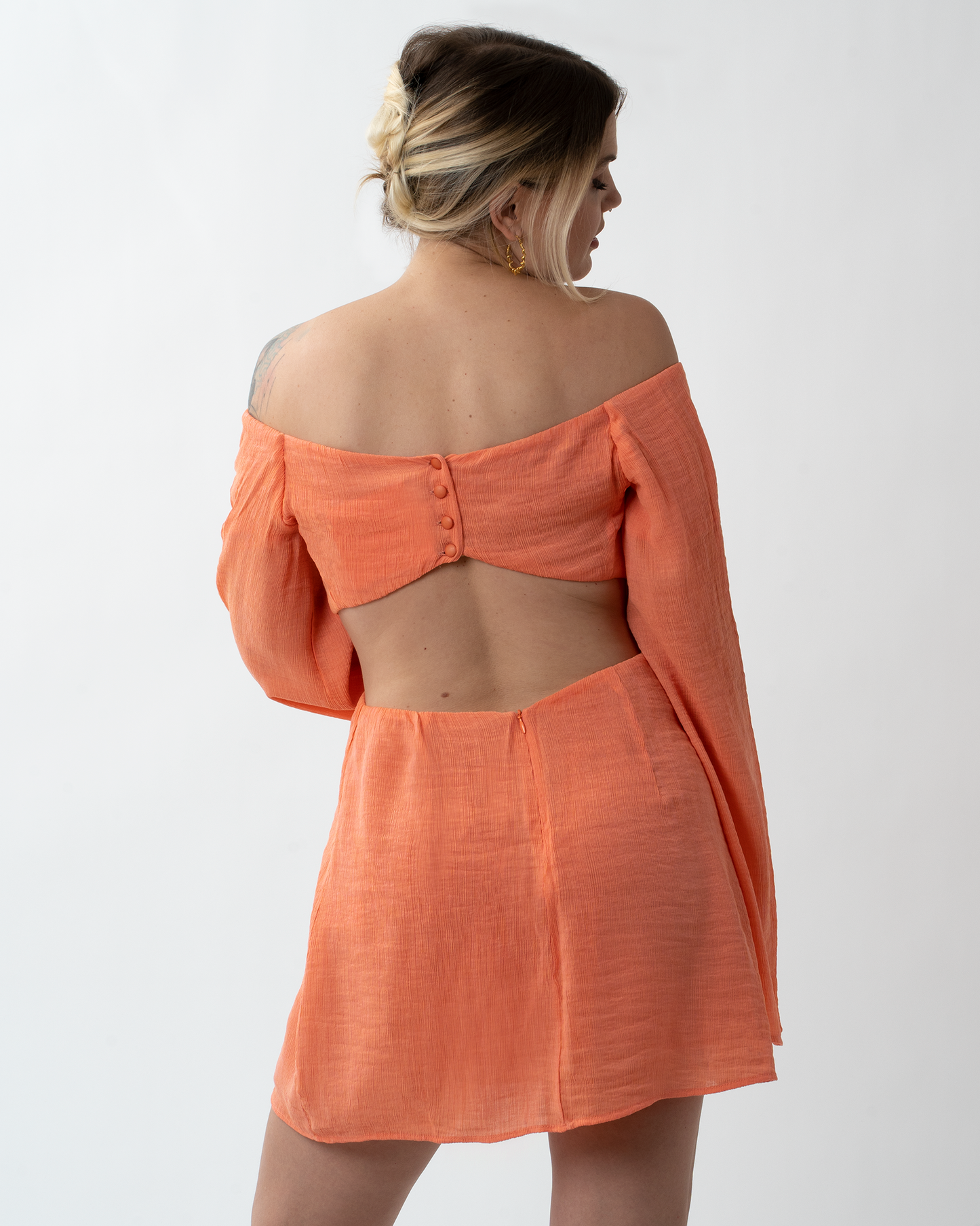JARDIN DE VANITE mini φόρεμα cut out σε πορτοκαλί