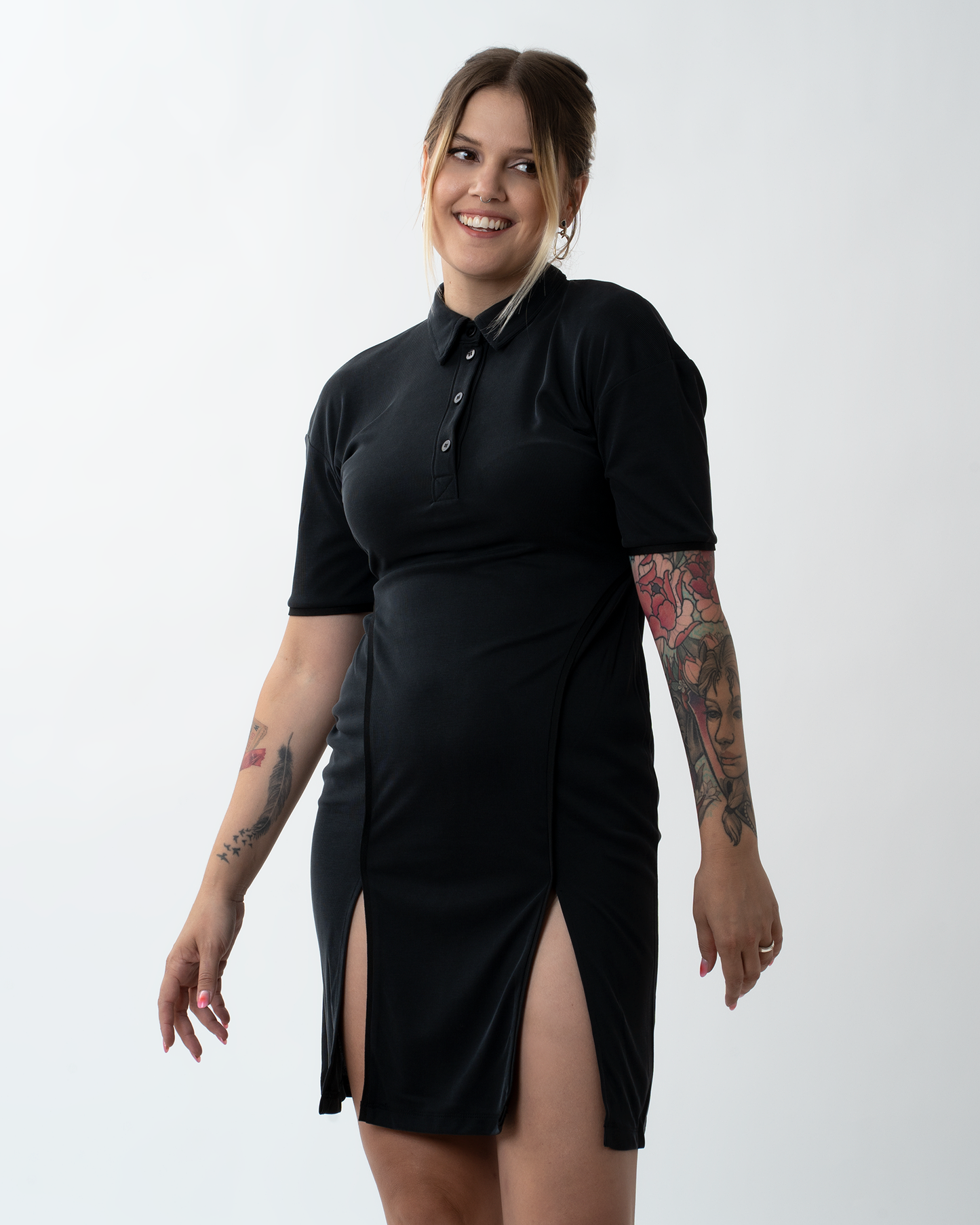 4TAILORS mini φόρεμα με σκισίματα σε μαύρο