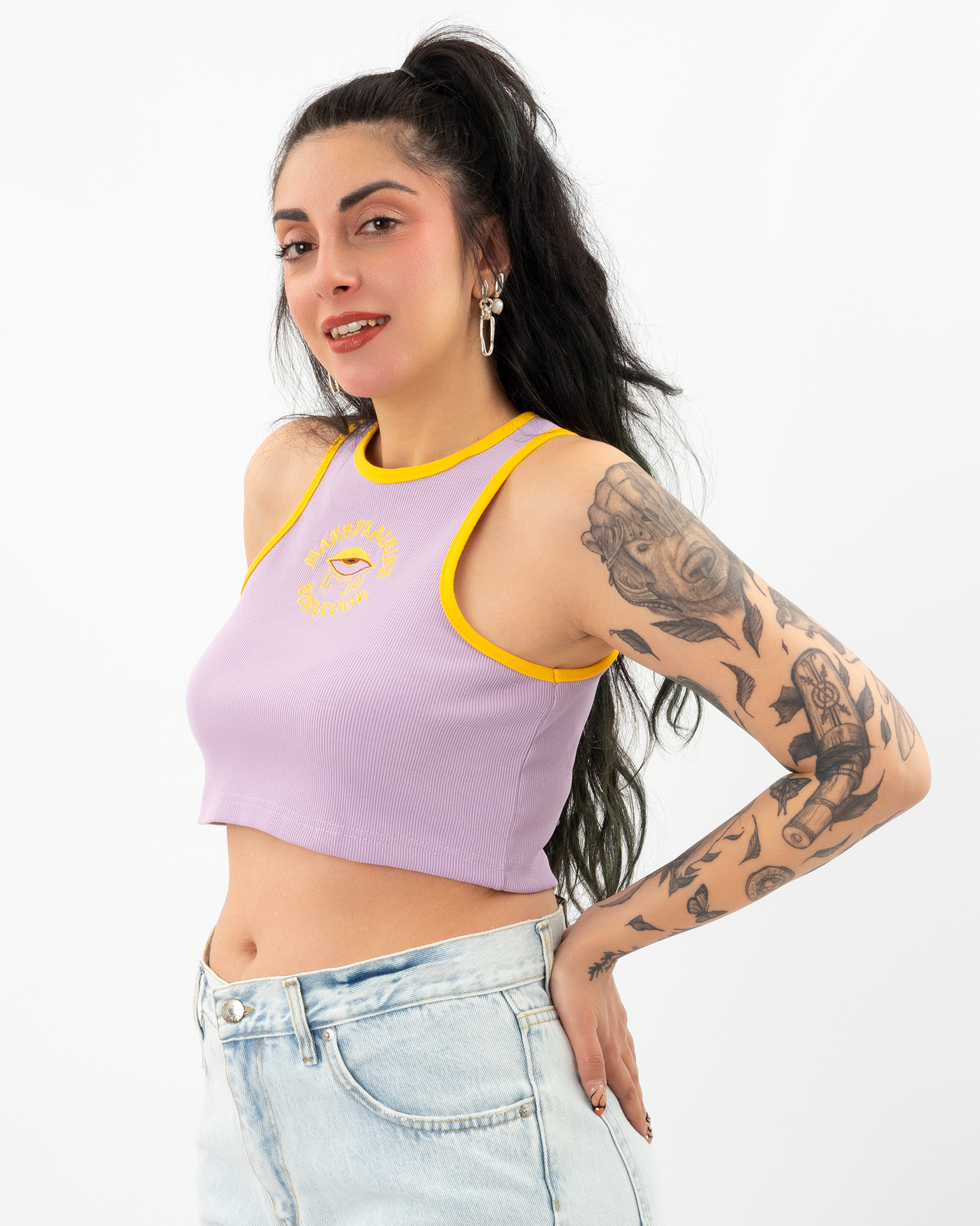 OVARY GANG λιλά tank top με κέντημα
