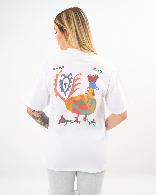 HARDCLO λευκό κοντομάνικο t-shirt Κόκορας