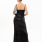 FOREVER YOUNG THE LABEL μαύρο μάξι φόρεμα με παγιέτες 'Eliana'