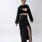JARDIN DE VANITE μάξι φούστα με συνδυασμό υφασμάτων σε μαύρο