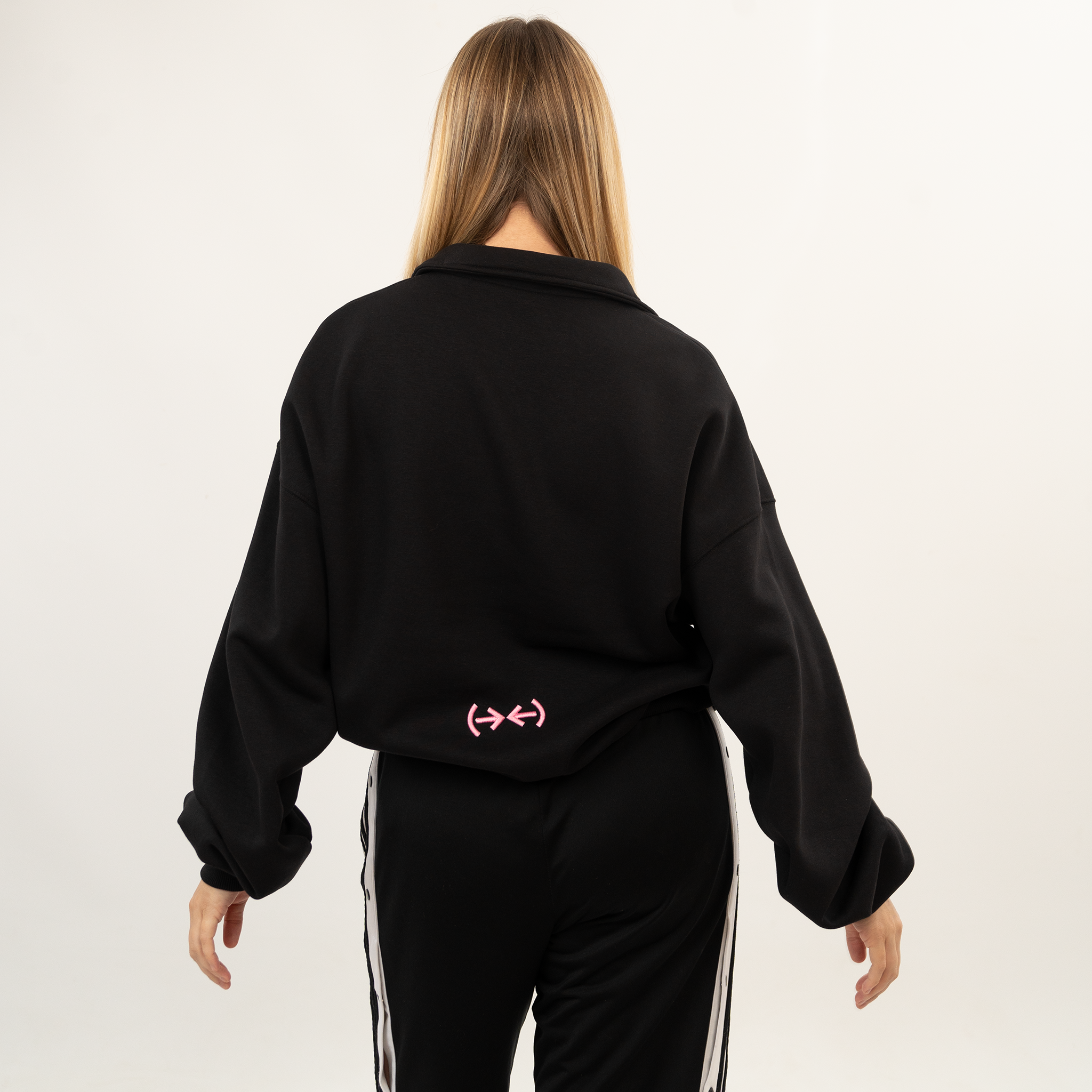 That's Hot black, half-zip sweatshirt