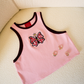 OVARY GANG ροζ tank top με κέντημα