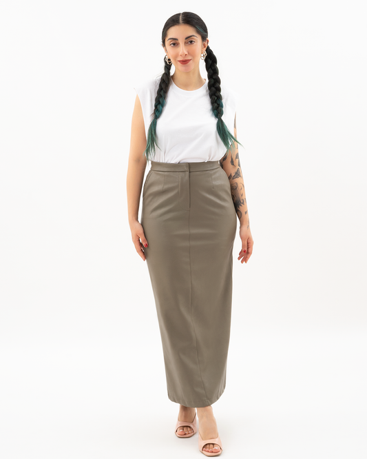 FOREVER YOUNG THE LABEL χακί μάξι φούστα 'Brooke Skirt'