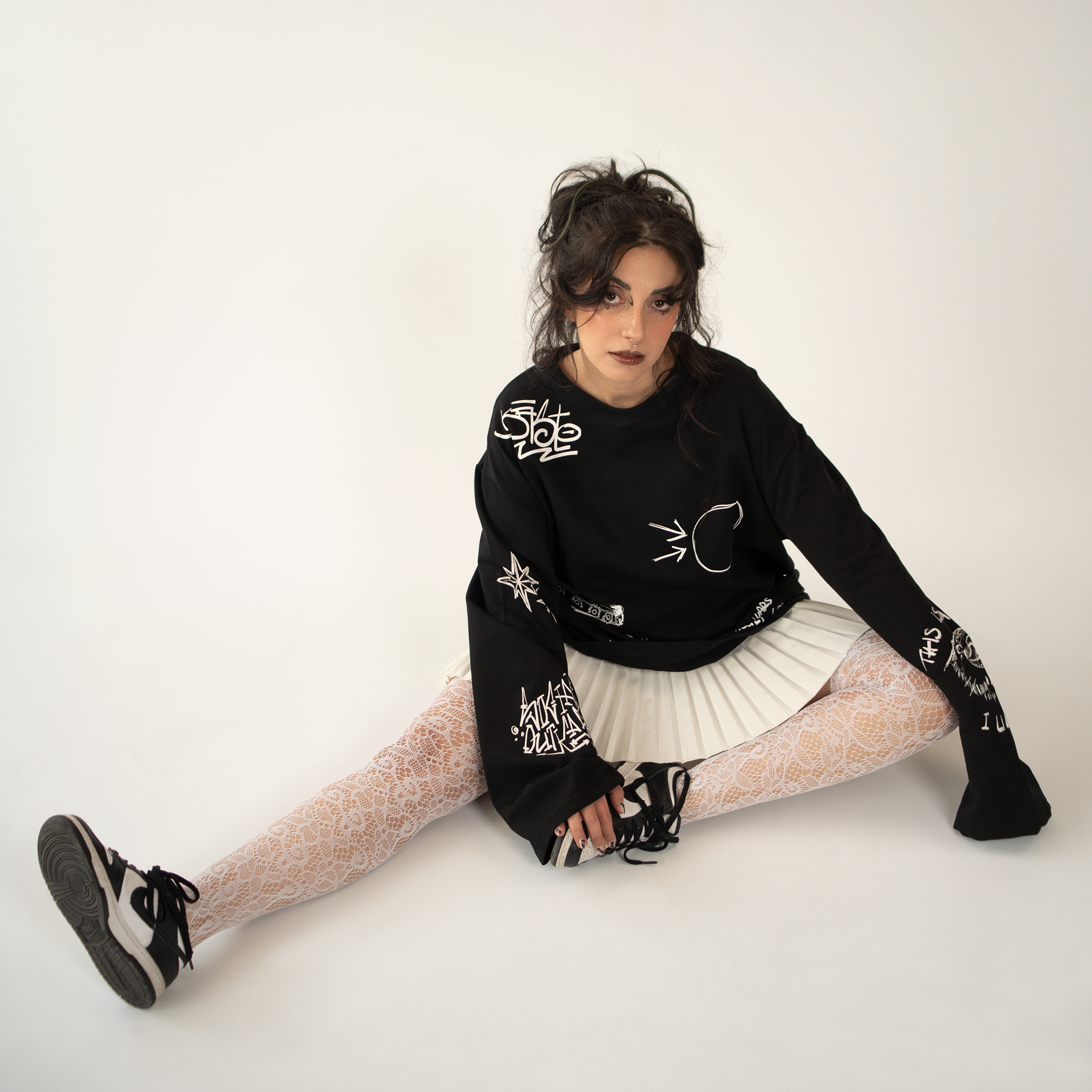 Doodle black long-sleeve shirt