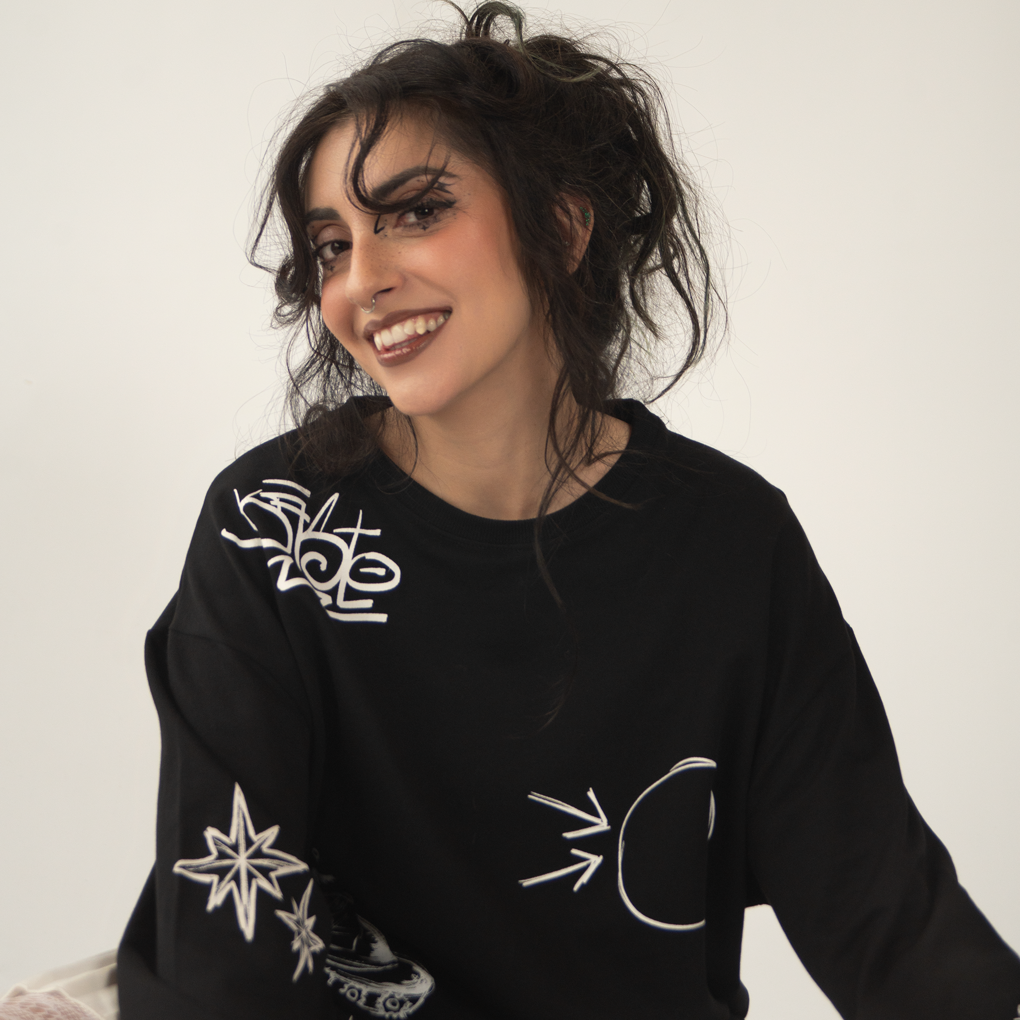 Doodle black long-sleeve shirt