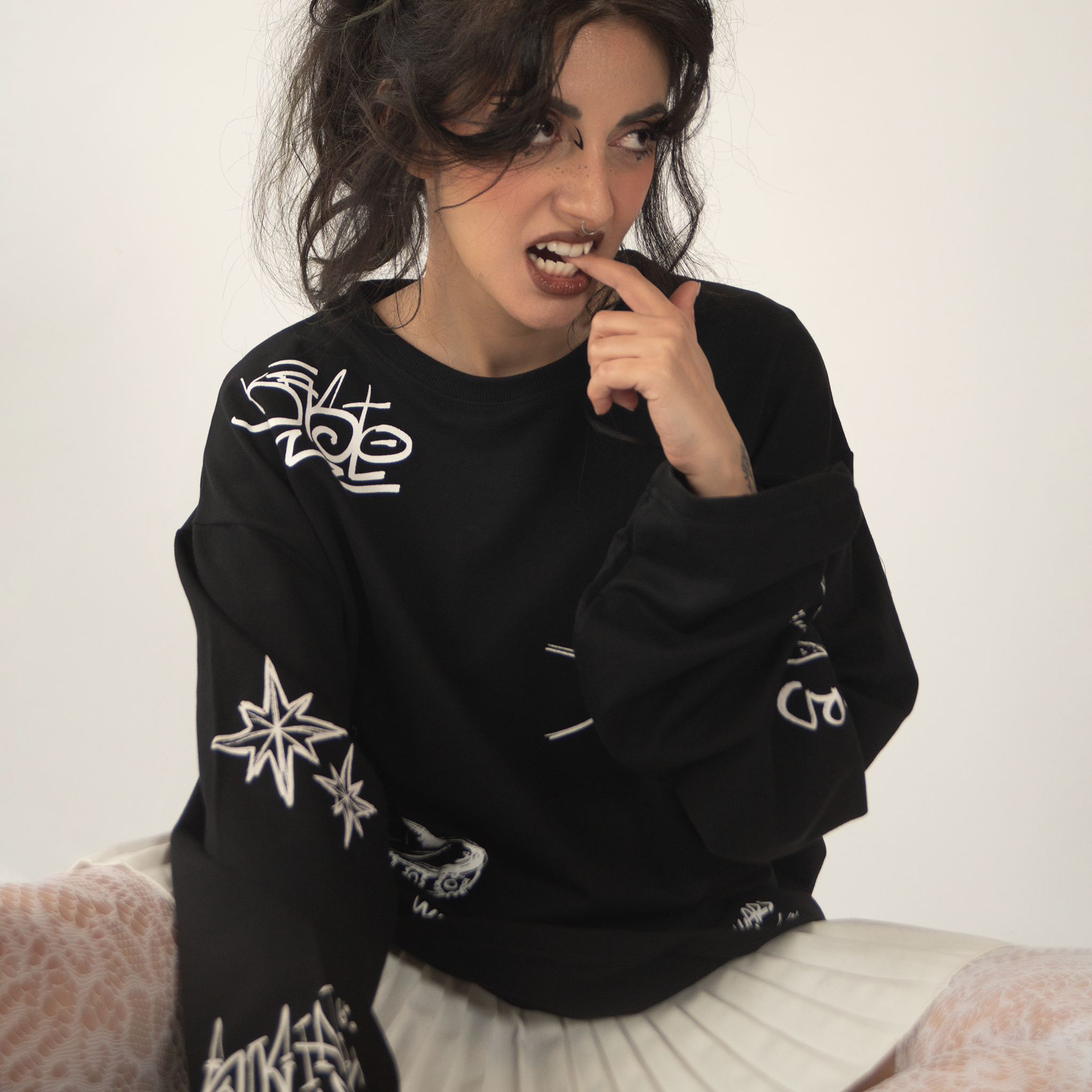 Doodle black long-sleeve shirt