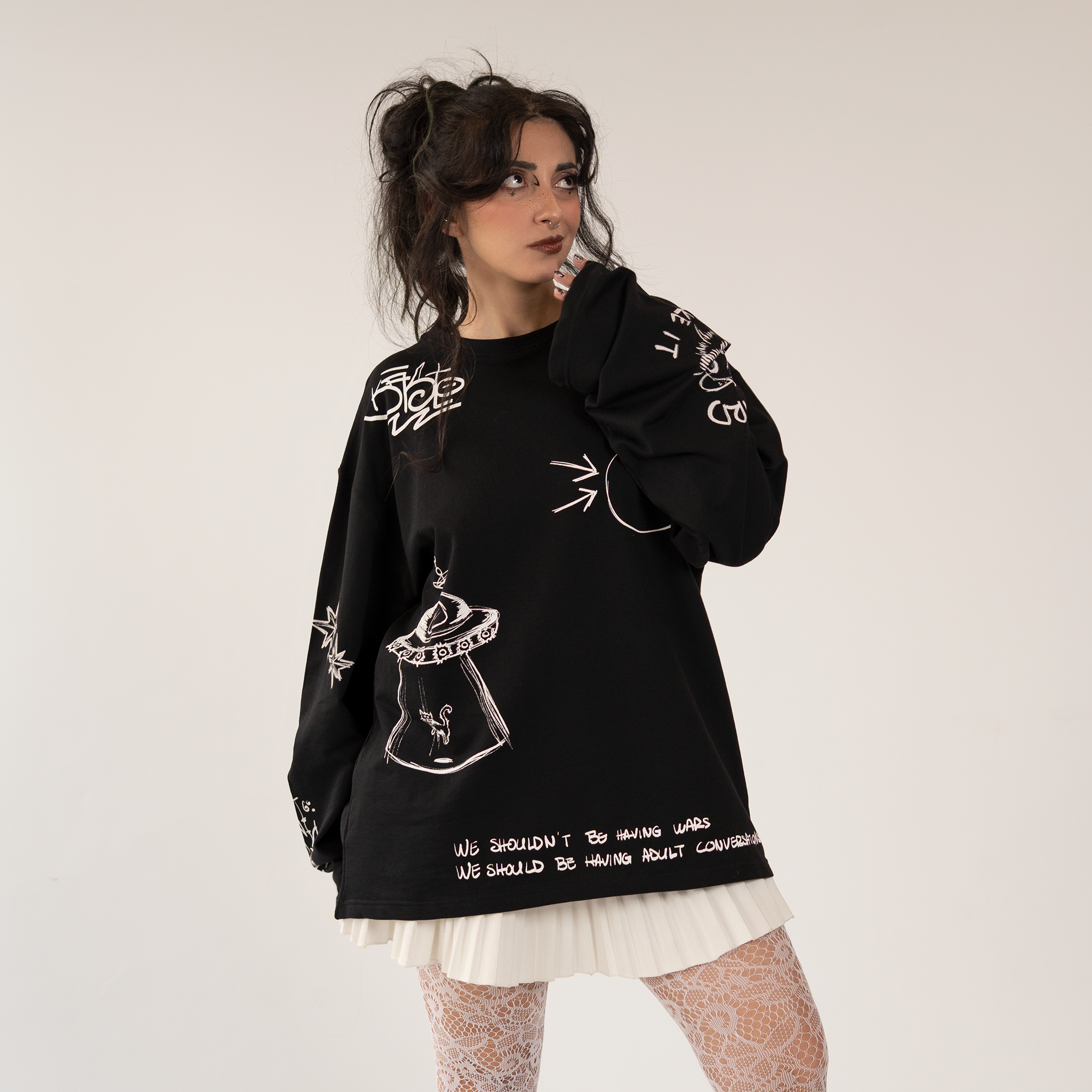 Doodle black long-sleeve shirt