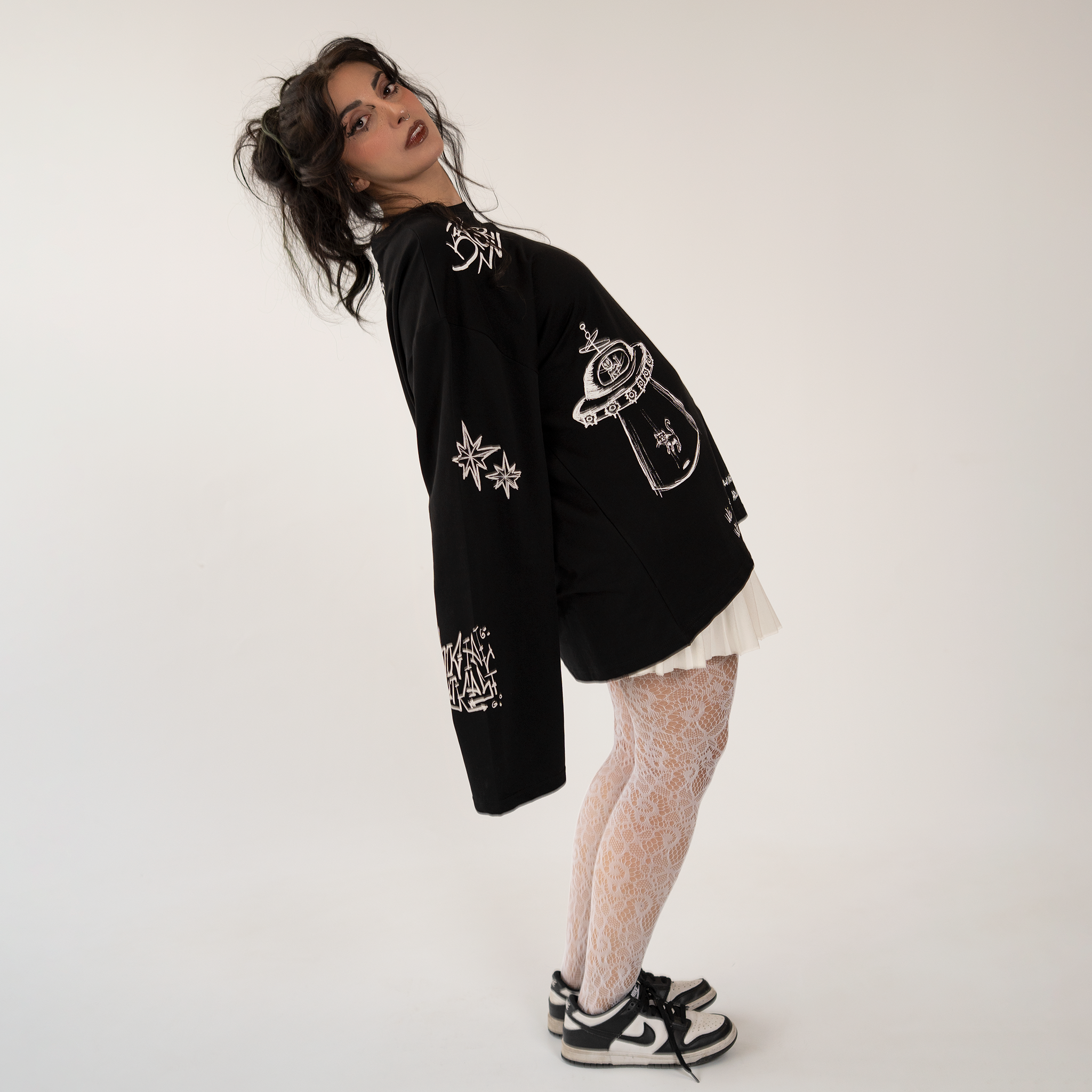 Doodle black long-sleeve shirt