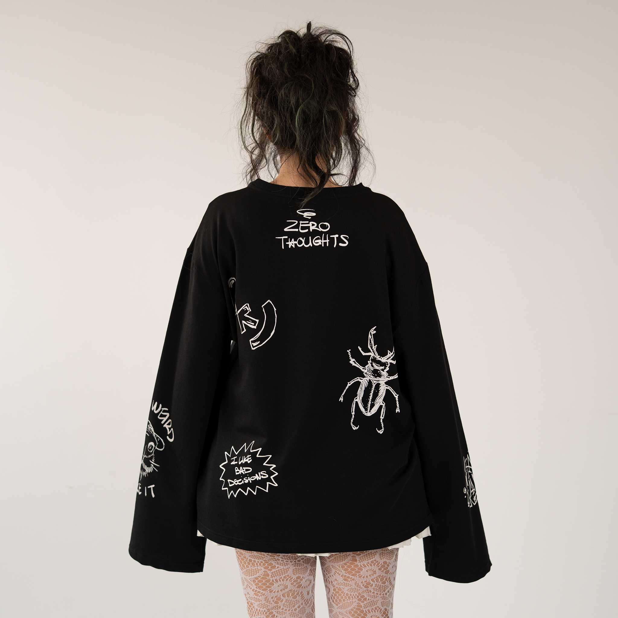 Doodle black long-sleeve shirt