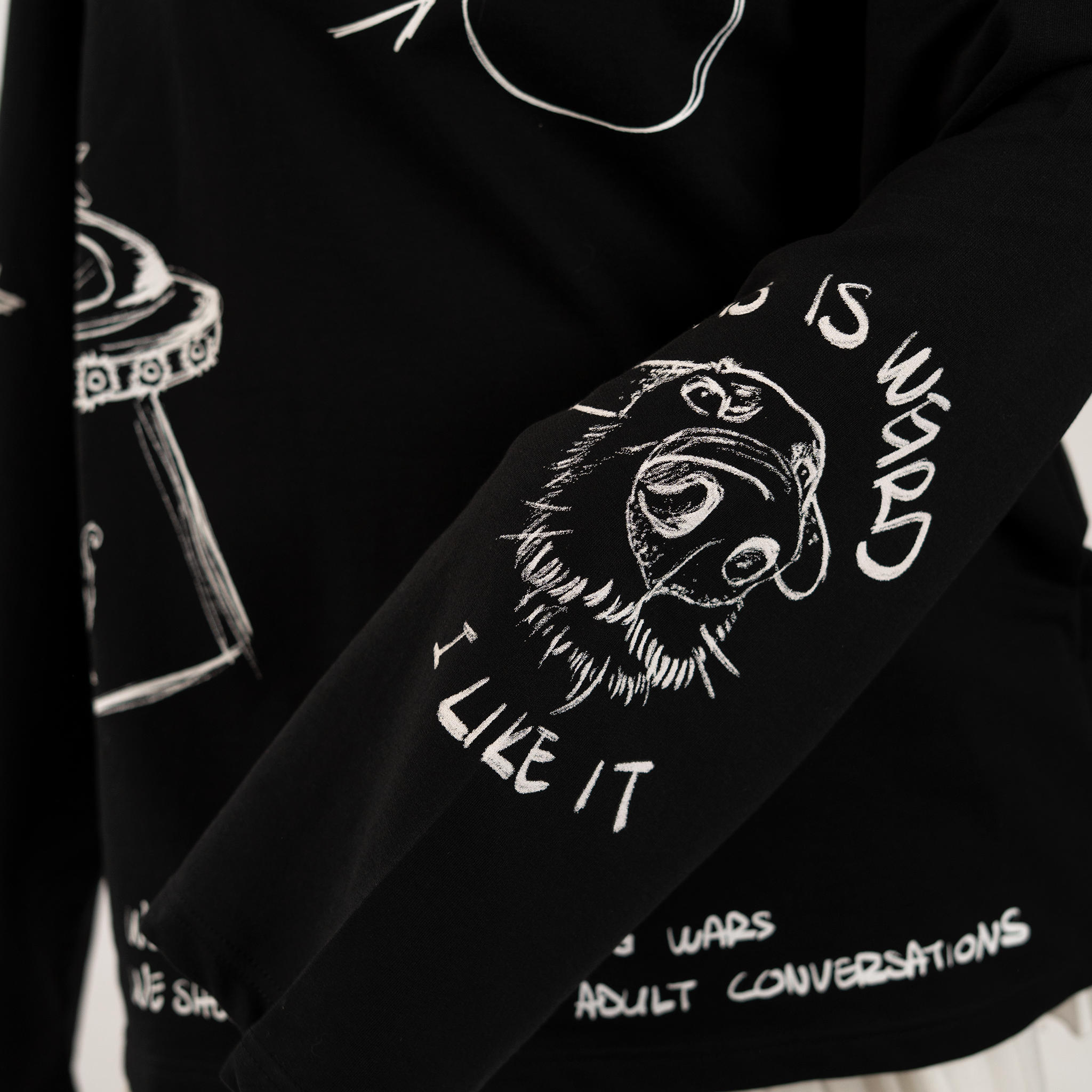 Doodle black long-sleeve shirt