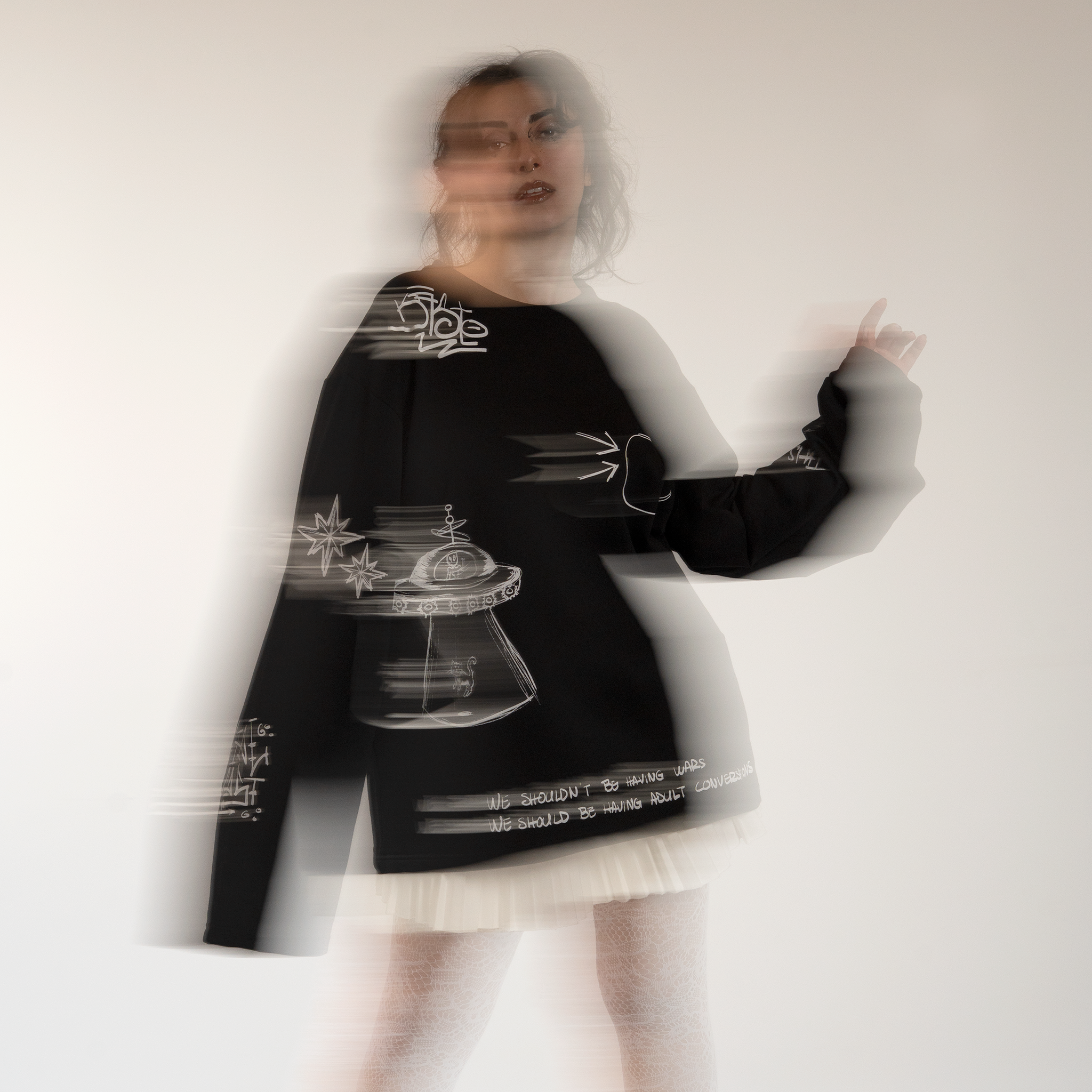 Doodle black long-sleeve shirt