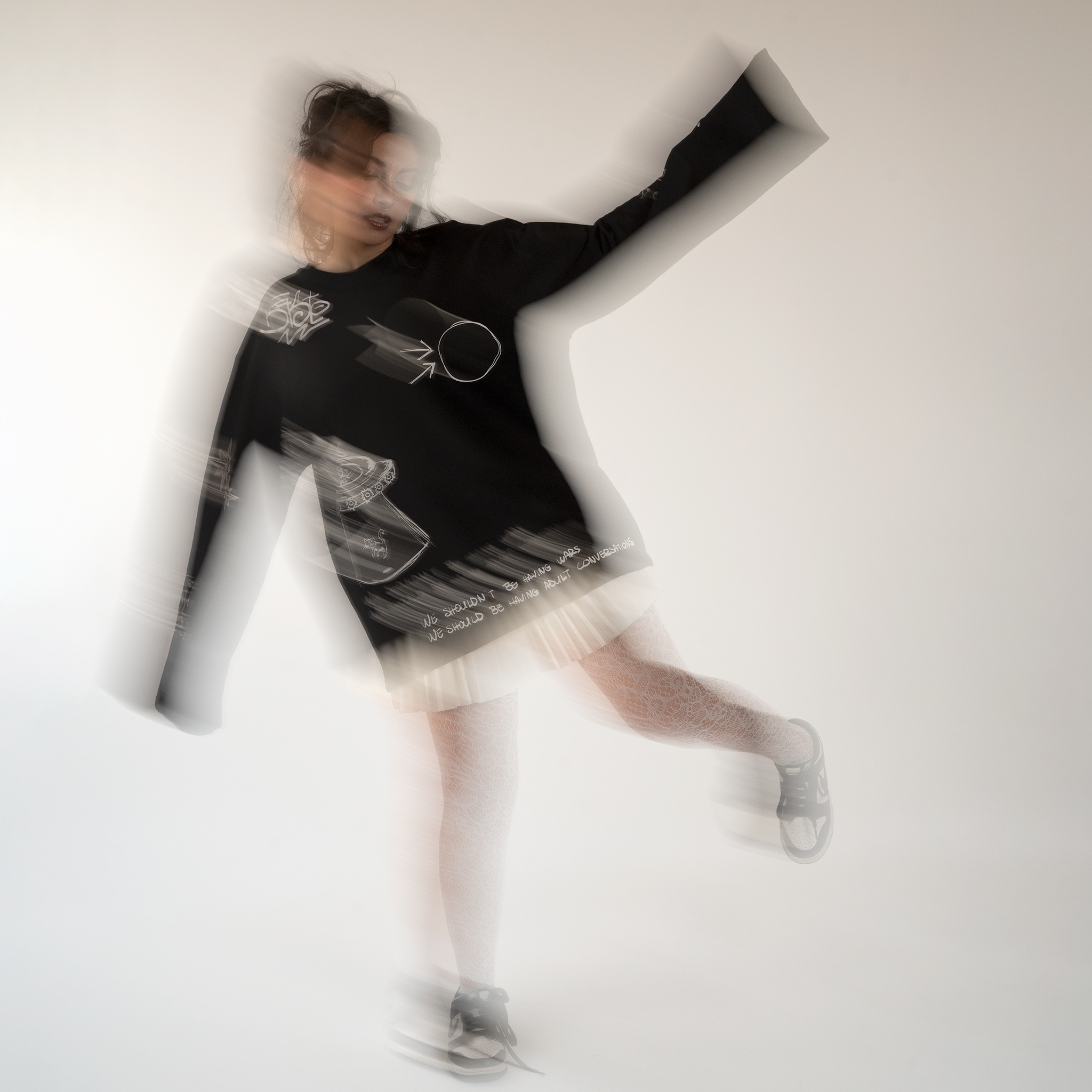 Doodle black long-sleeve shirt