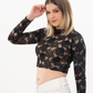 JARDIN DE VANITE crop top με μαύρη δαντέλα