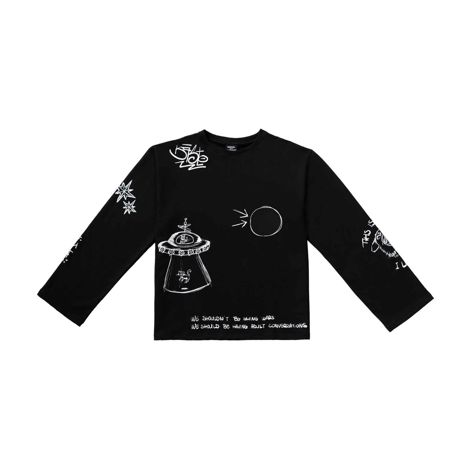 Doodle black long-sleeve shirt