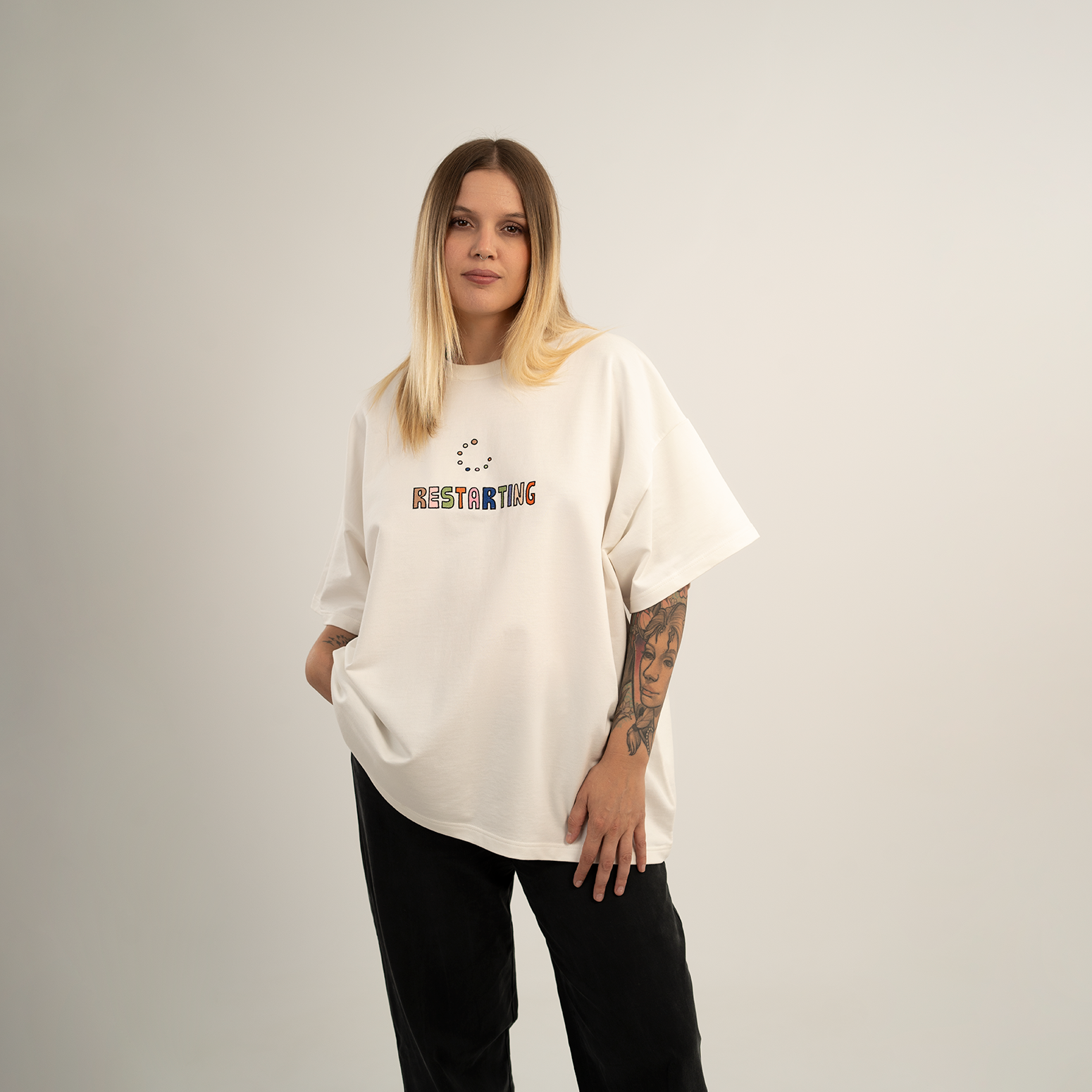Restarting off-white t-shirt