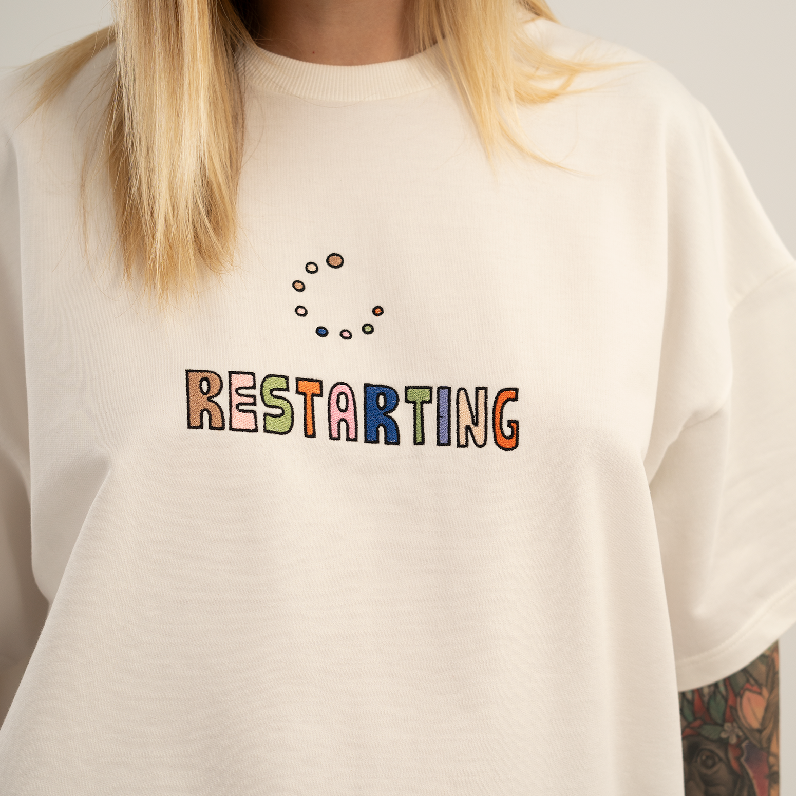 Restarting off-white t-shirt
