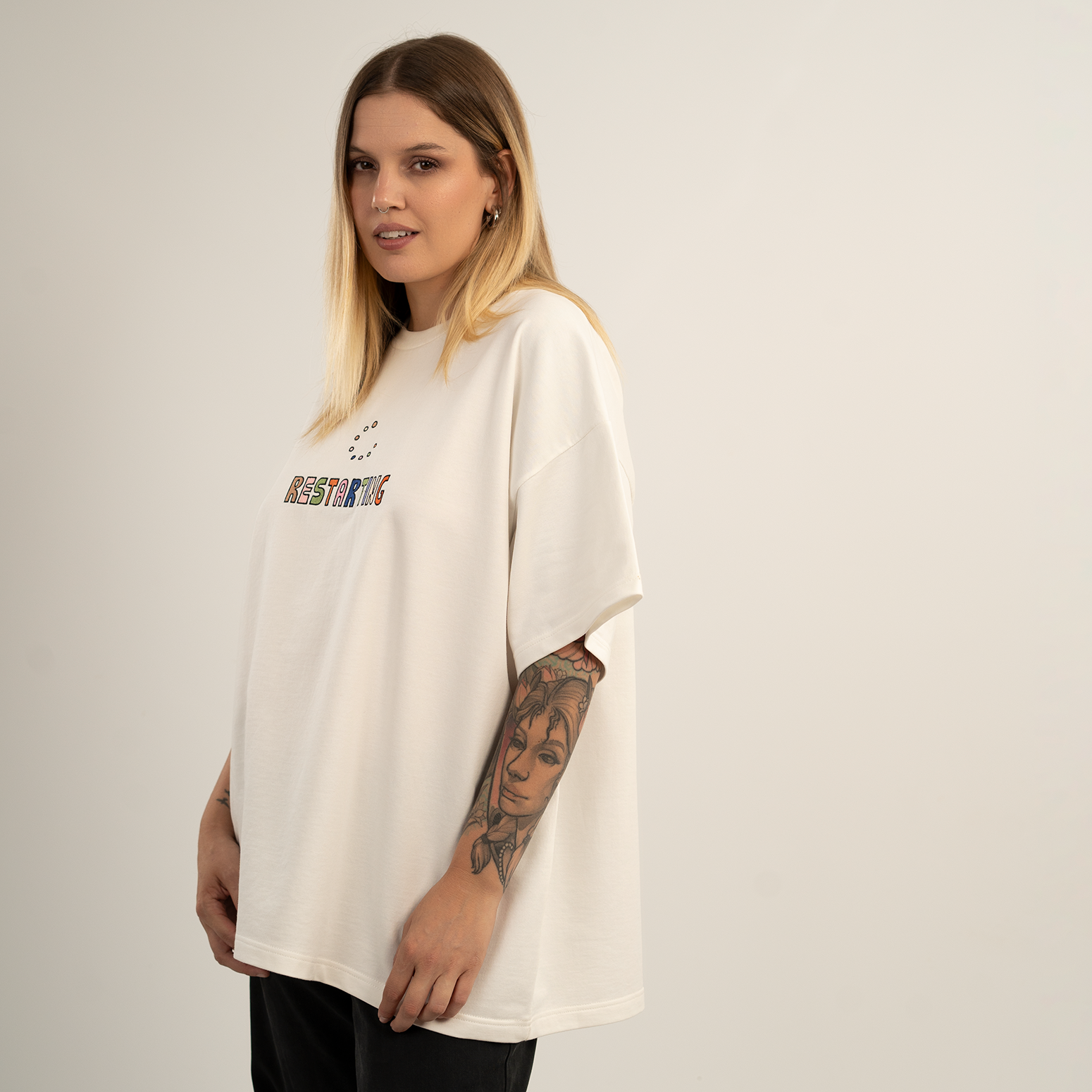 Restarting off-white t-shirt