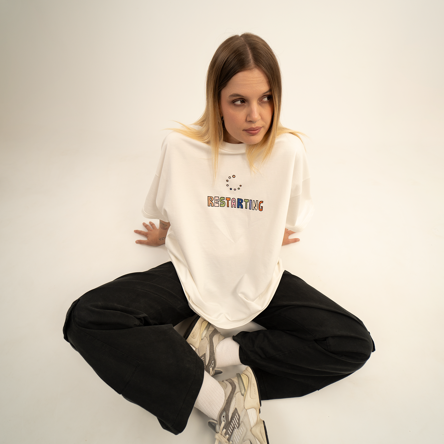Restarting off-white t-shirt