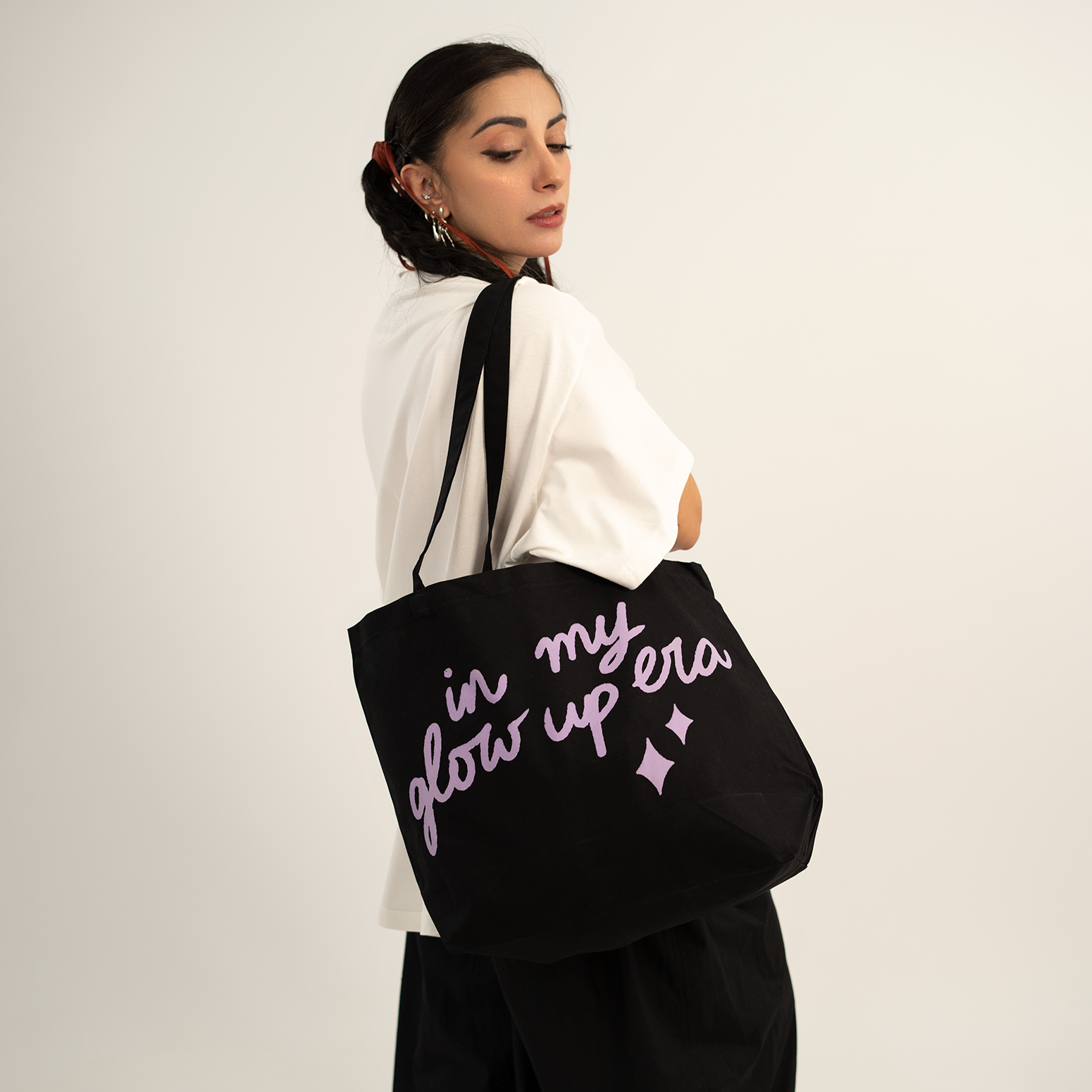 Glow Up Era black tote bag