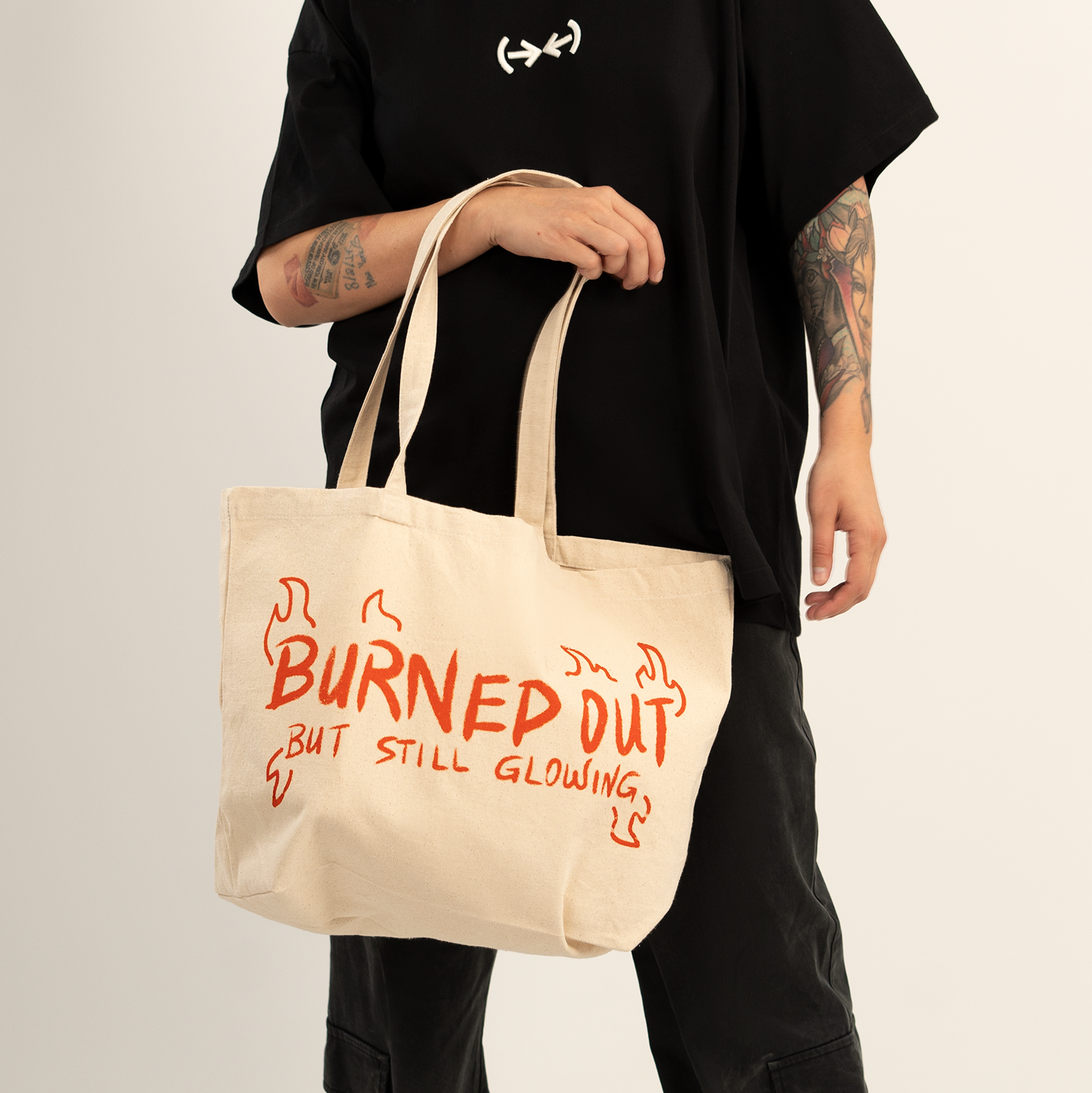 Burned Out natural tote bag